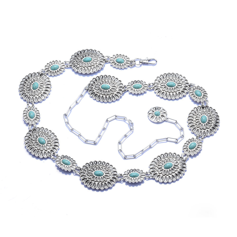 Body Jewelry Necklace - 인도 실버 도금 빈티지 바디 밸리