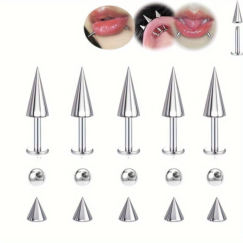 Body Jewelry Replacement Ball - 5벌 Spikes Punk 패션 스테인리스 립스틱