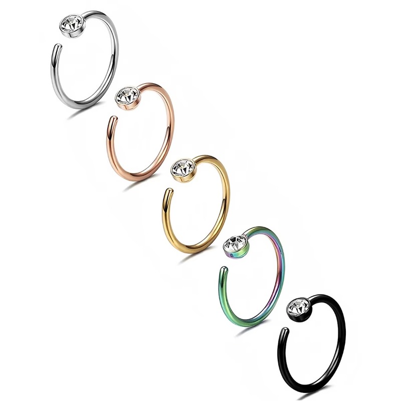 Body Jewelry Surgical Steel - 18G 코 피어싱 5개 세트: C자형