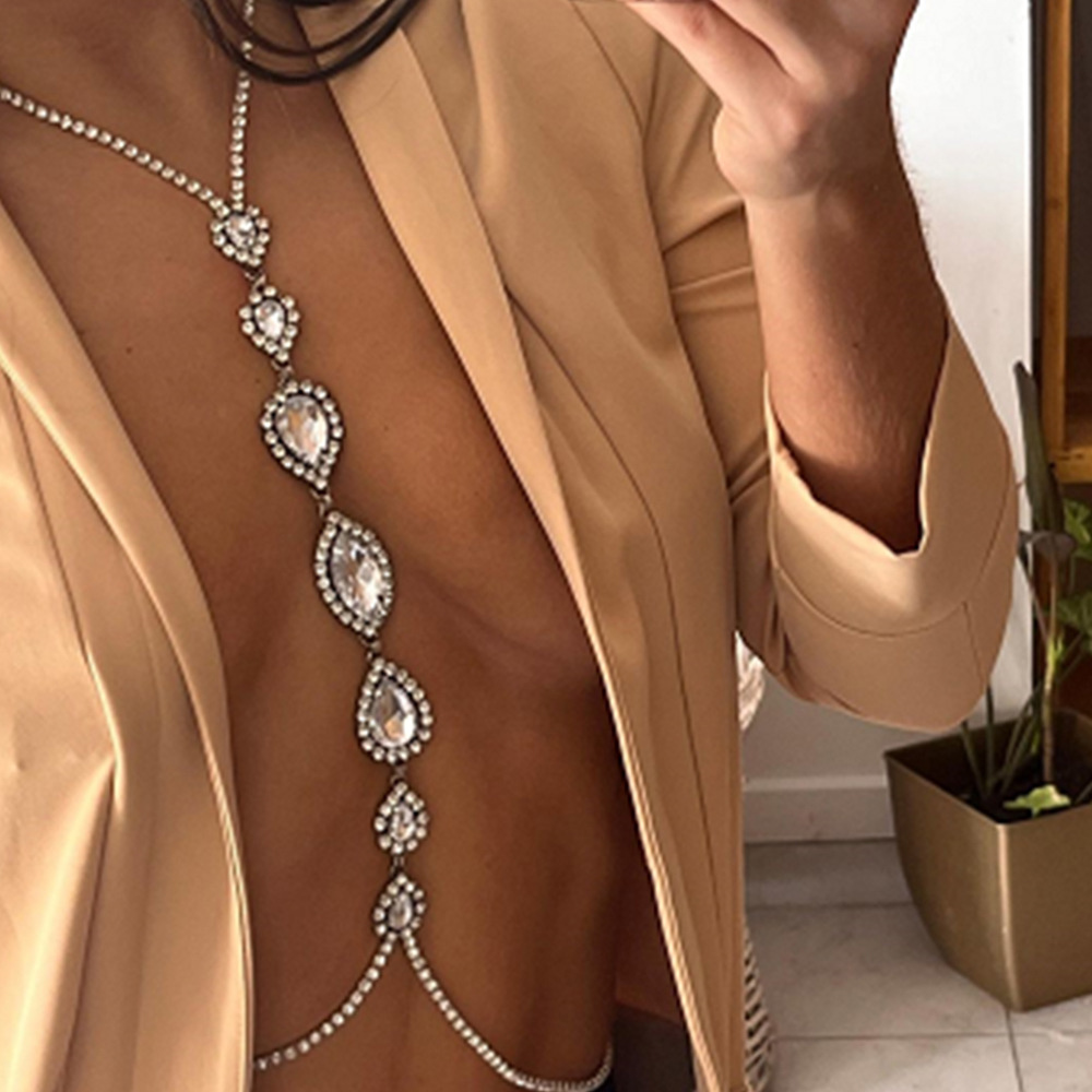 여성을위한 패션 섹시한 워터 드롭 목걸이 가슴 체인 럭 - Body Jewelry Necklace 리뷰 및 가격