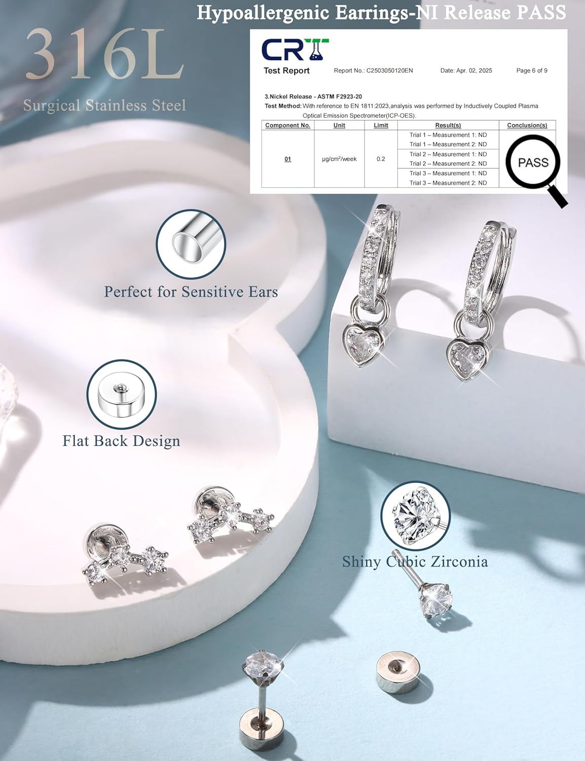 Drperfect 2개/1쌍 저자극성 플랫백 스터드 링 - Body Jewelry Surgical Steel 리뷰 및 가격