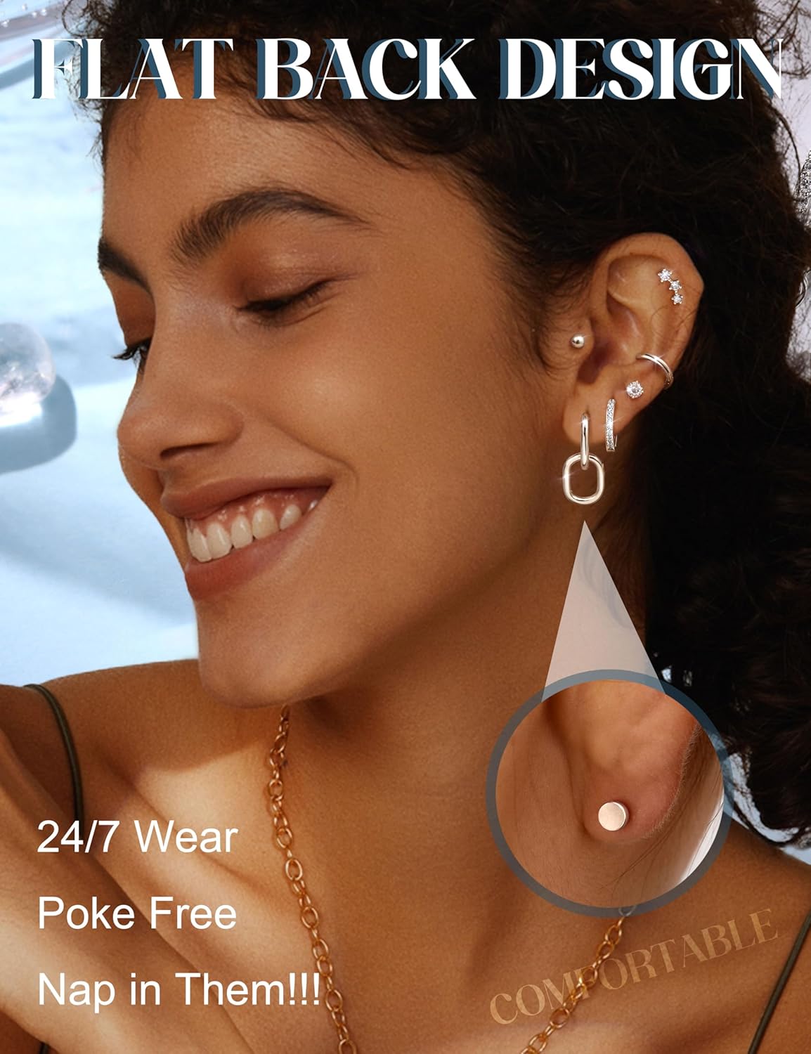 Drperfect 2개/1쌍 저자극성 플랫백 스터드 링 - Body Jewelry Surgical Steel 리뷰 및 가격