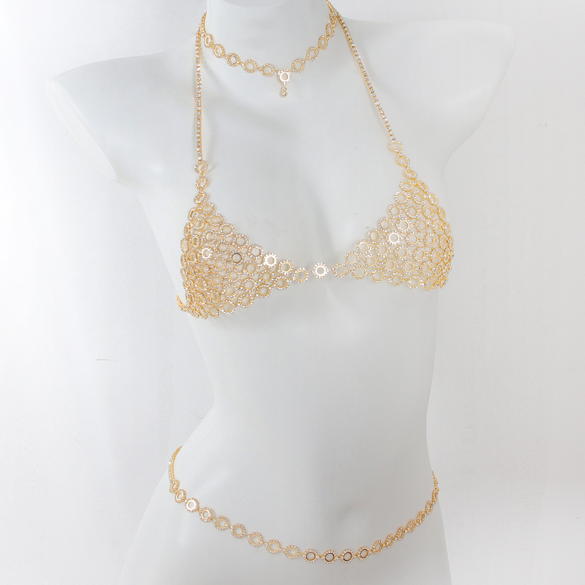 세련된 원형 스플라이싱 라이트 럭셔리 스타일 라인스톤  - Body Jewelry Necklace 리뷰 및 가격