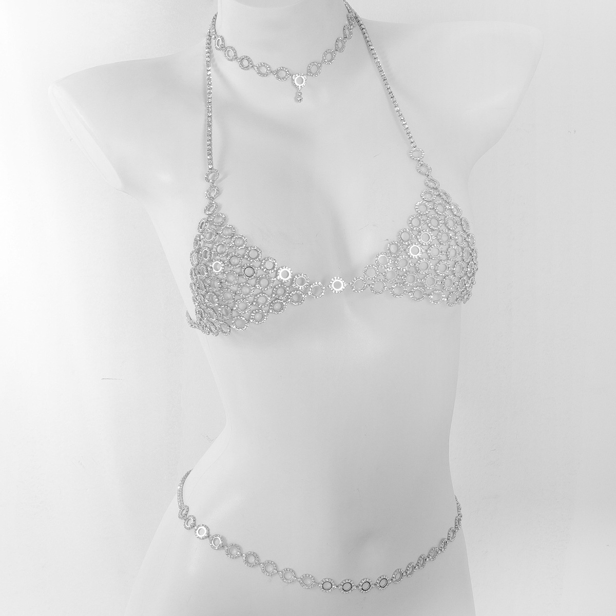 세련된 원형 스플라이싱 라이트 럭셔리 스타일 라인스톤  - Body Jewelry Necklace 리뷰 및 가격