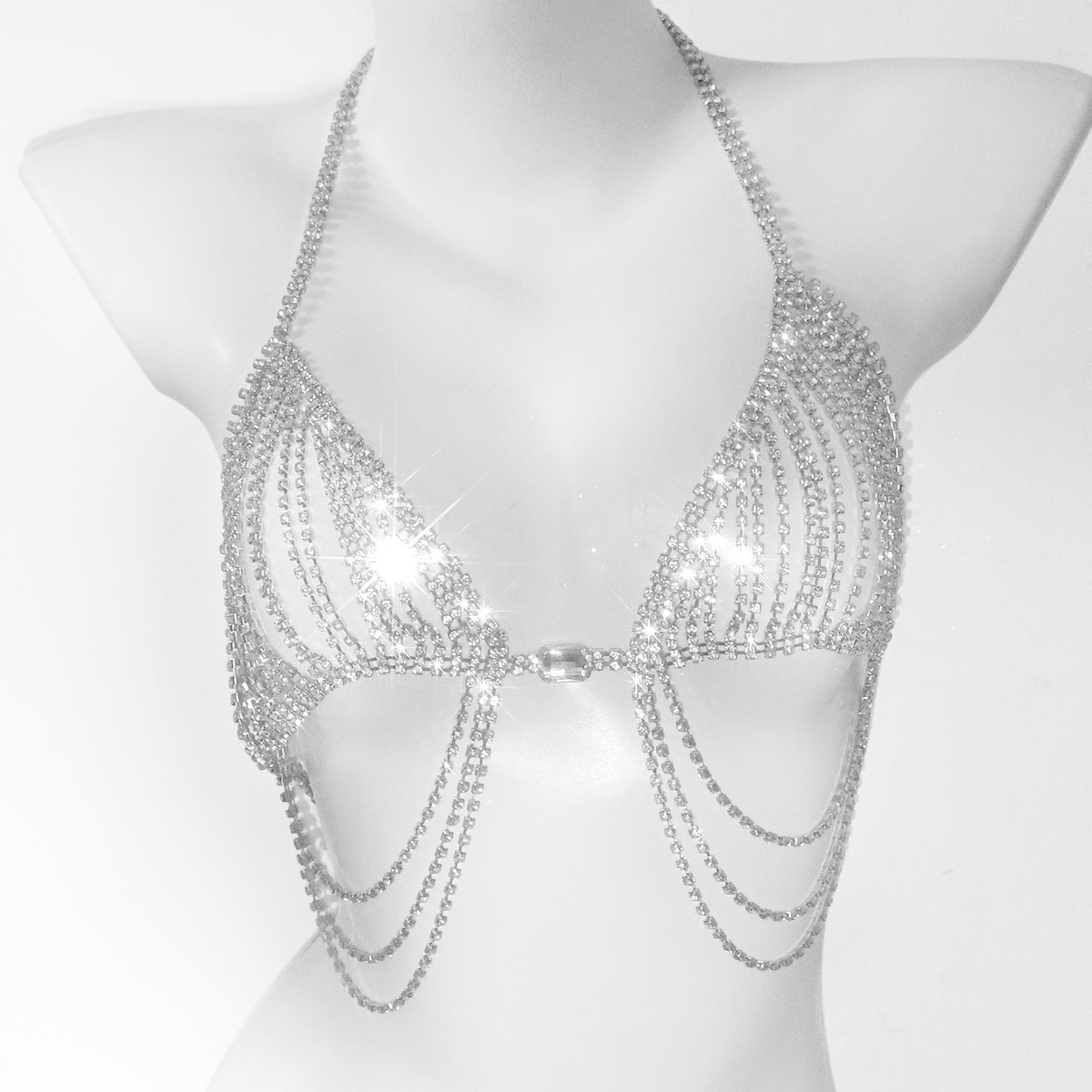 여성용 섹시한 라인스톤 브라 언더팬츠 투피스 세트, 세 - Body Jewelry Retainers 리뷰 및 가격