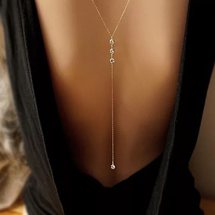 새로운 라인스톤 섹시 여성 백 체인 목걸이 비키니 비치 - Body Jewelry For You 리뷰 및 가격