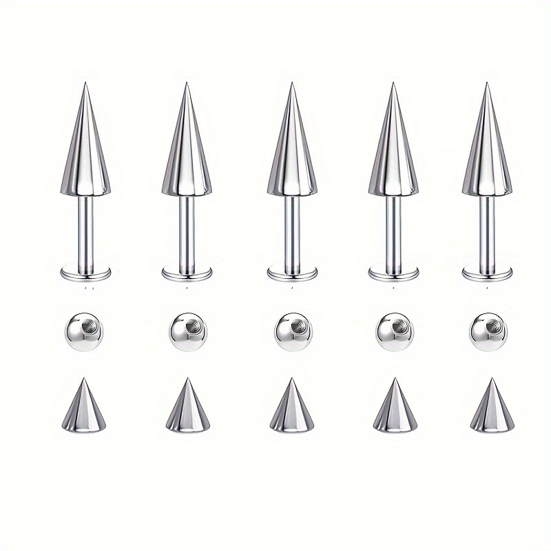 5벌 Spikes Punk 패션 스테인리스 립스틱 귀걸 - Body Jewelry Replacement Ball 리뷰 및 가격