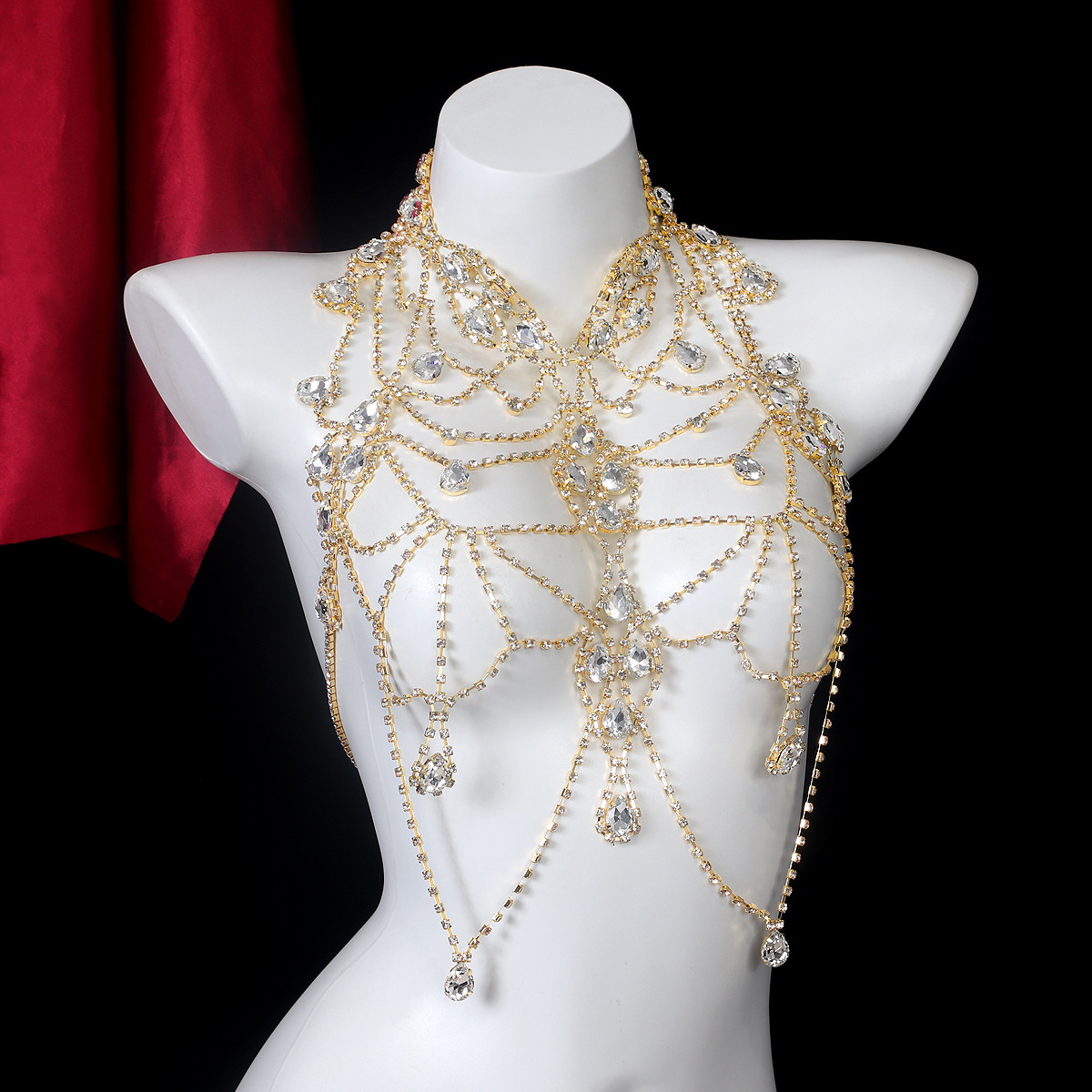 과장된 스타일의 여성용 라인스톤 바디 체인이 있는 패셔 - Body Jewelry Retainers 리뷰 및 가격