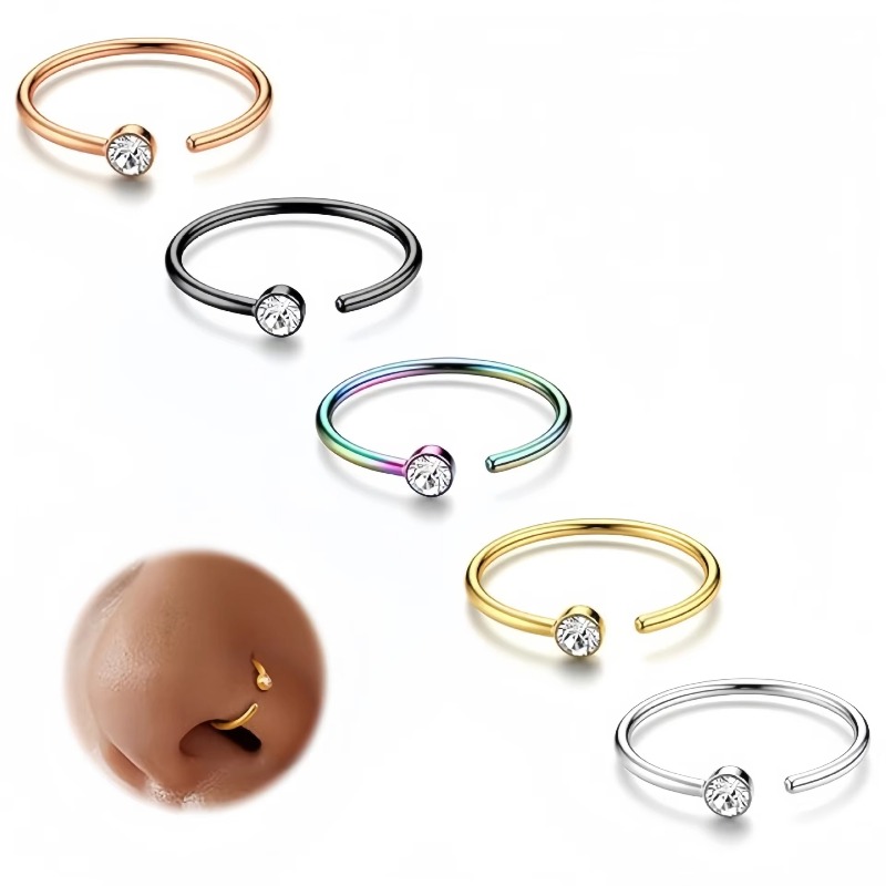 18G 코 피어싱 5개 세트: C자형 코 피어싱, 트라 - Body Jewelry Surgical Steel 리뷰 및 가격