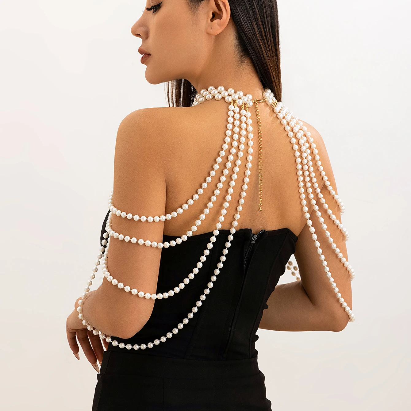 여성을위한 신부 태슬 모조 진주 숄더 체인 목걸이 우아 - Body Jewelry Necklace 리뷰 및 가격