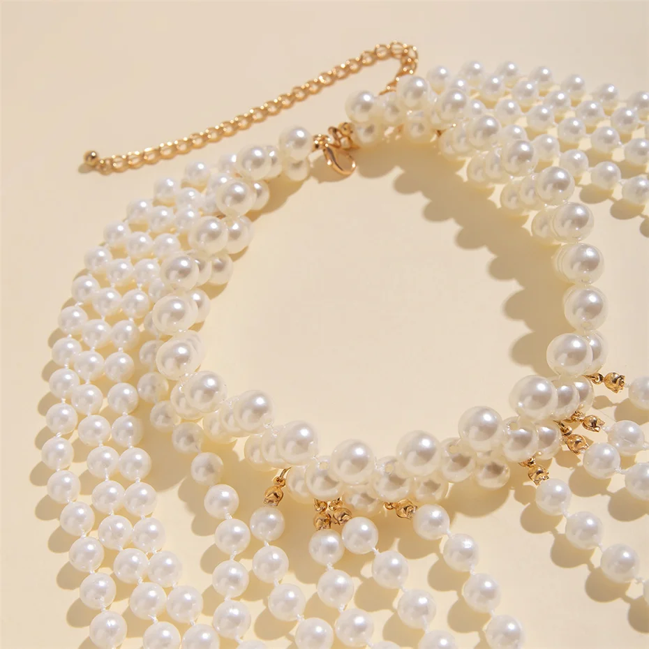 여성을위한 신부 태슬 모조 진주 숄더 체인 목걸이 우아 - Body Jewelry Necklace 리뷰 및 가격