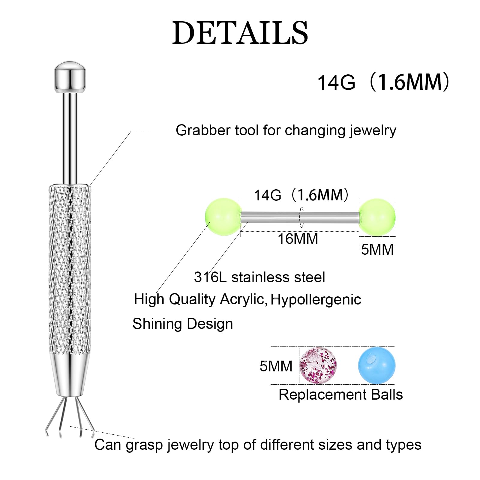12PCS 바벨 여여성 남성을 위한 보석 12PCS 바 - Body Jewelry Replacement Ball 리뷰 및 가격