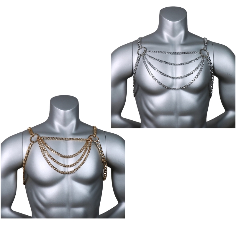 남자의 섹시한 금속 바디 가슴 체인 쥬얼리 펑크 스타일 - Body Jewelry Necklace 리뷰 및 가격