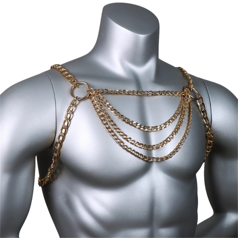 남자의 섹시한 금속 바디 가슴 체인 쥬얼리 펑크 스타일 - Body Jewelry Necklace 리뷰 및 가격