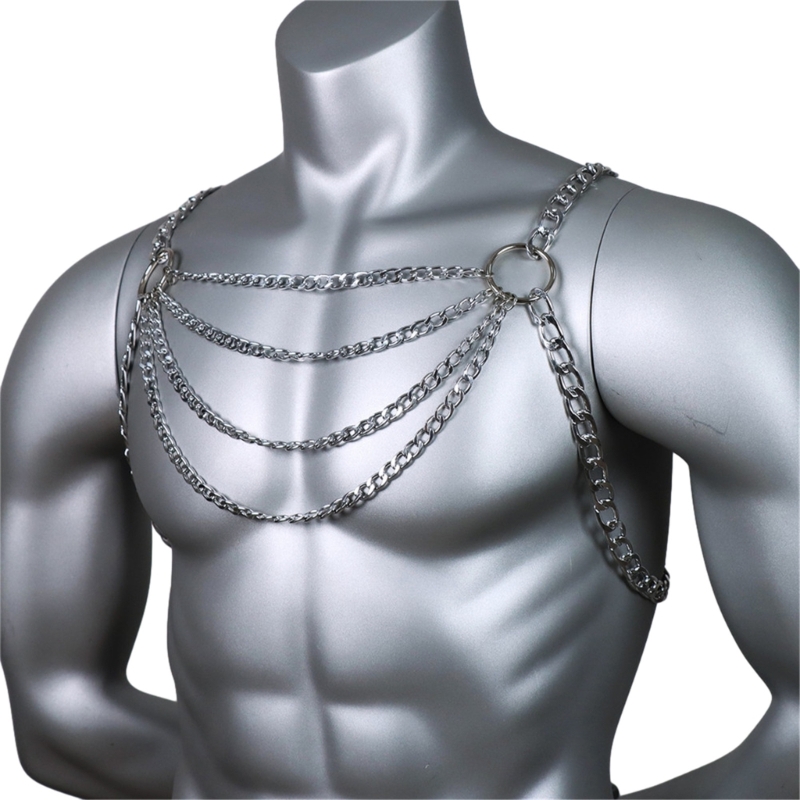 남자의 섹시한 금속 바디 가슴 체인 쥬얼리 펑크 스타일 - Body Jewelry Necklace 리뷰 및 가격