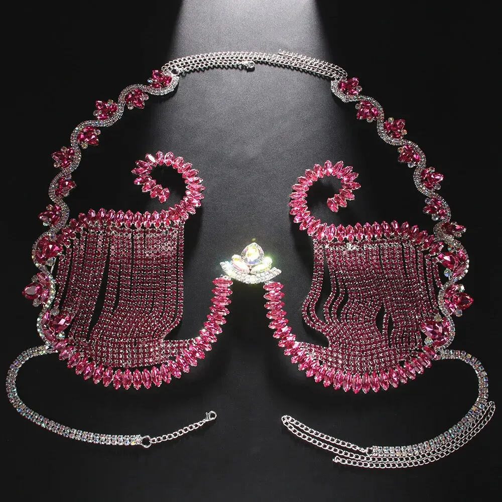 레이브 핑크 크리스탈 가슴 브래킷 여성용 섹시 탑 액세 - Body Jewelry Retainers 리뷰 및 가격
