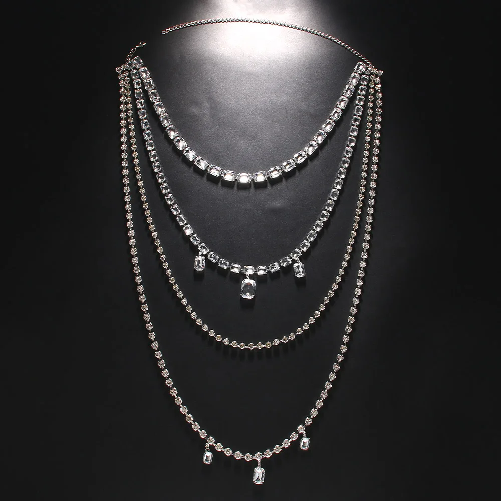 샤인 라인 석 긴 술 뒤로 바디 체인 여성을위한 바디  - Body Jewelry Necklace 리뷰 및 가격