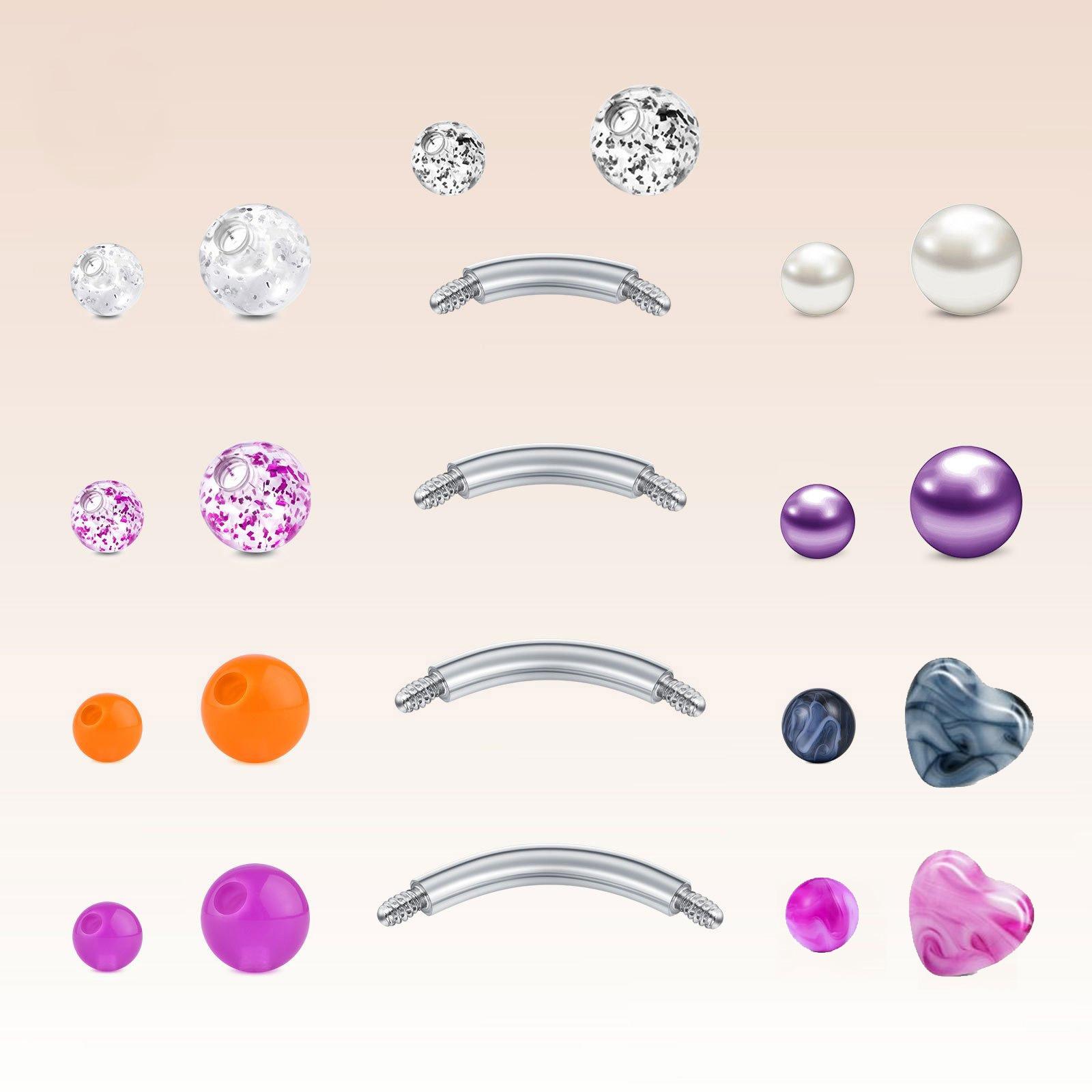 22pcs 14G 스테인리스 나벨 바벨 반지 장비 보충 - Body Jewelry Replacement Ball 리뷰 및 가격