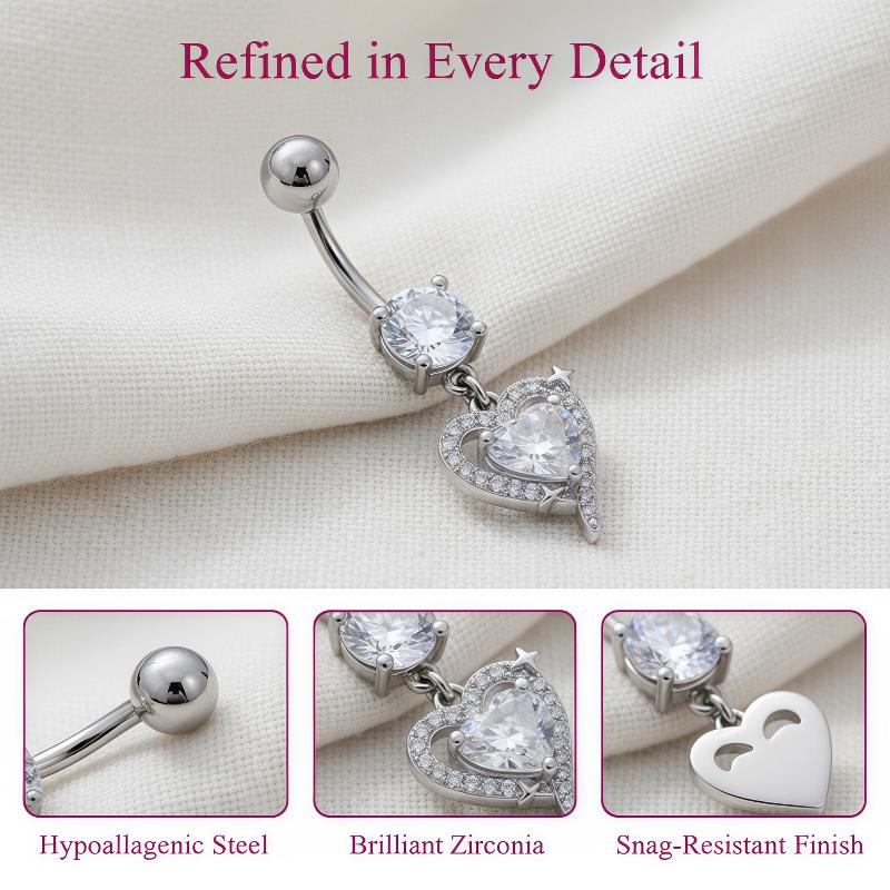 1개입 고급스러운 댕글 배꼽 링 수술용 스틸 네이블 바 - Body Jewelry Surgical Steel 리뷰 및 가격