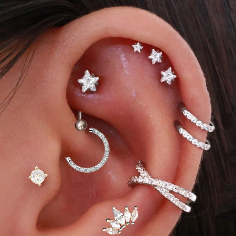 헬릭스 피어싱 스타 귀걸이 여성용, 트렌드 2025 지 - Body Jewelry Surgical Steel 리뷰 및 가격