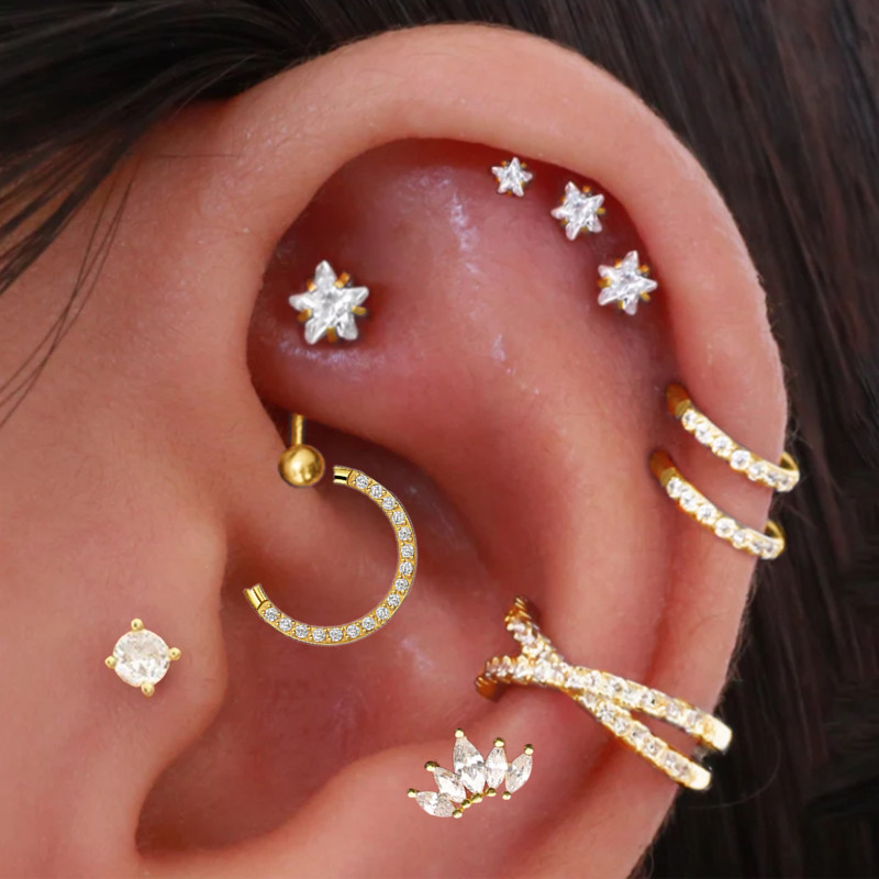헬릭스 피어싱 스타 귀걸이 여성용, 트렌드 2025 지 - Body Jewelry Surgical Steel 리뷰 및 가격